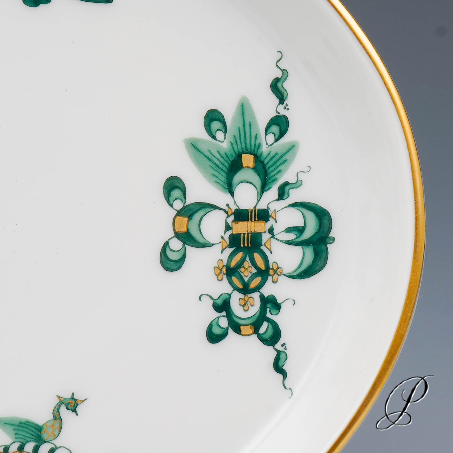 Tablett Meissen 1.Wahl Reicher Drache grün – Bild 7