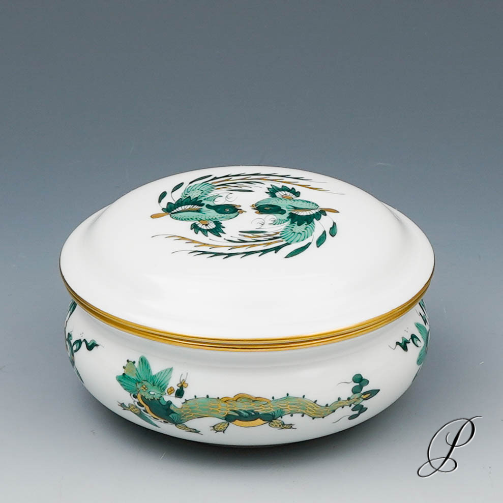 Dose - Schmuckdose Meissen 1.Wahl Reicher Drache grün