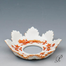 Tropfschale / Lichtmanschette für Kerzenleuchter Meissen 1.Wahl Reicher Drache Rot