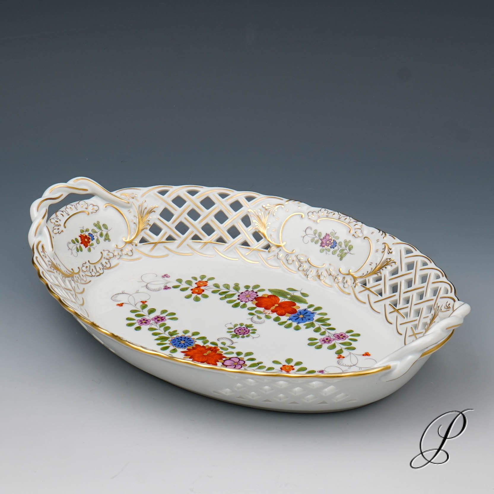 Durchbruchschale Meissen im Dekor Indische Blumenmalerei – Bild 4