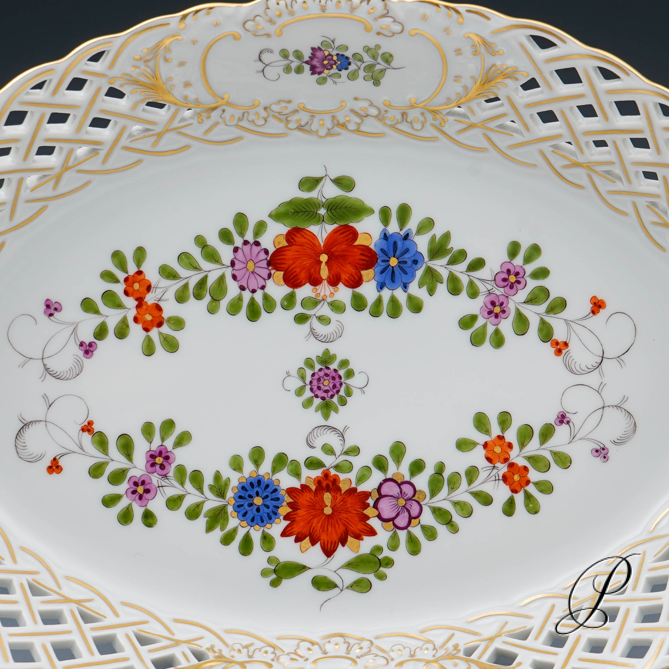 Durchbruchschale Meissen im Dekor Indische Blumenmalerei – Bild 6