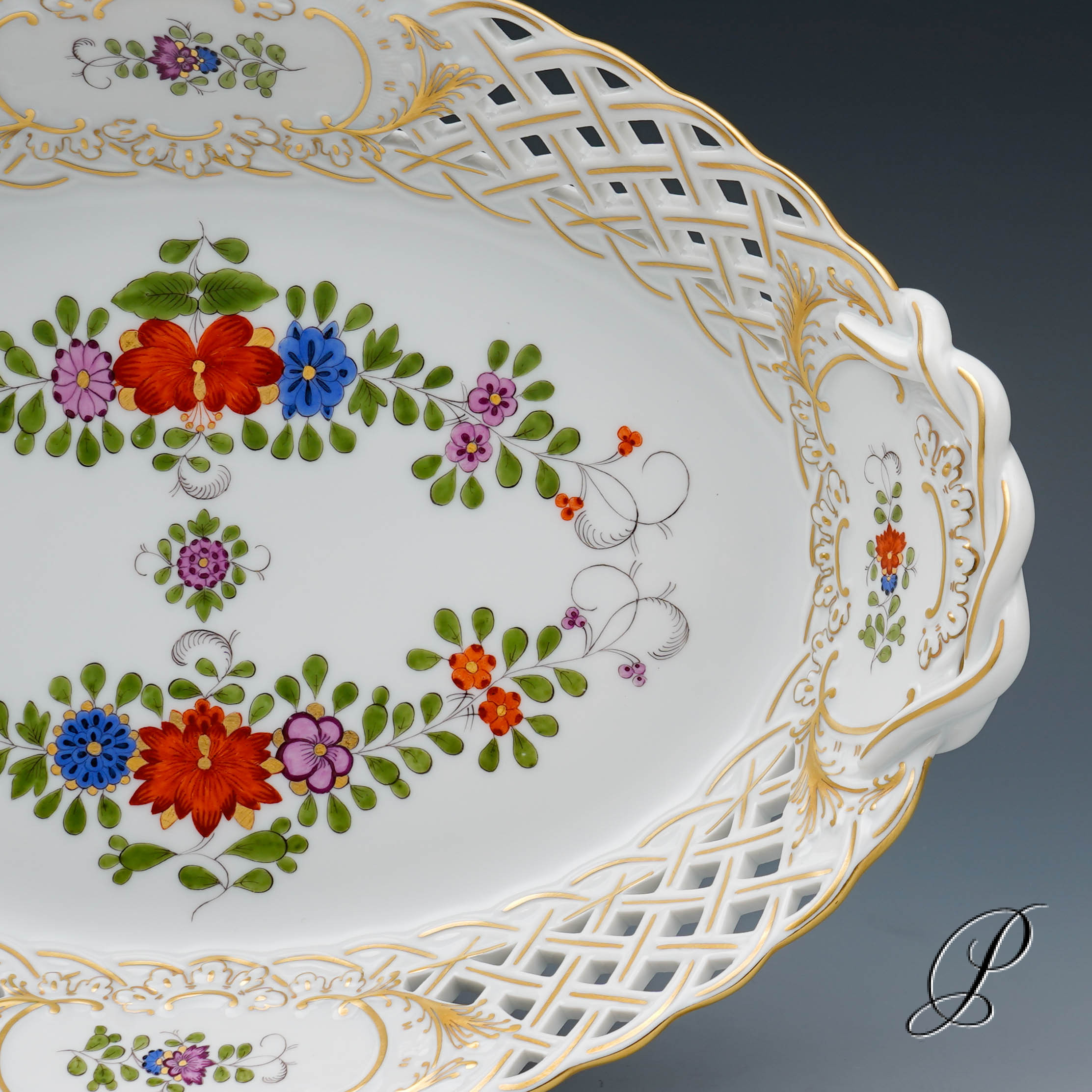 Durchbruchschale Meissen im Dekor Indische Blumenmalerei – Bild 7