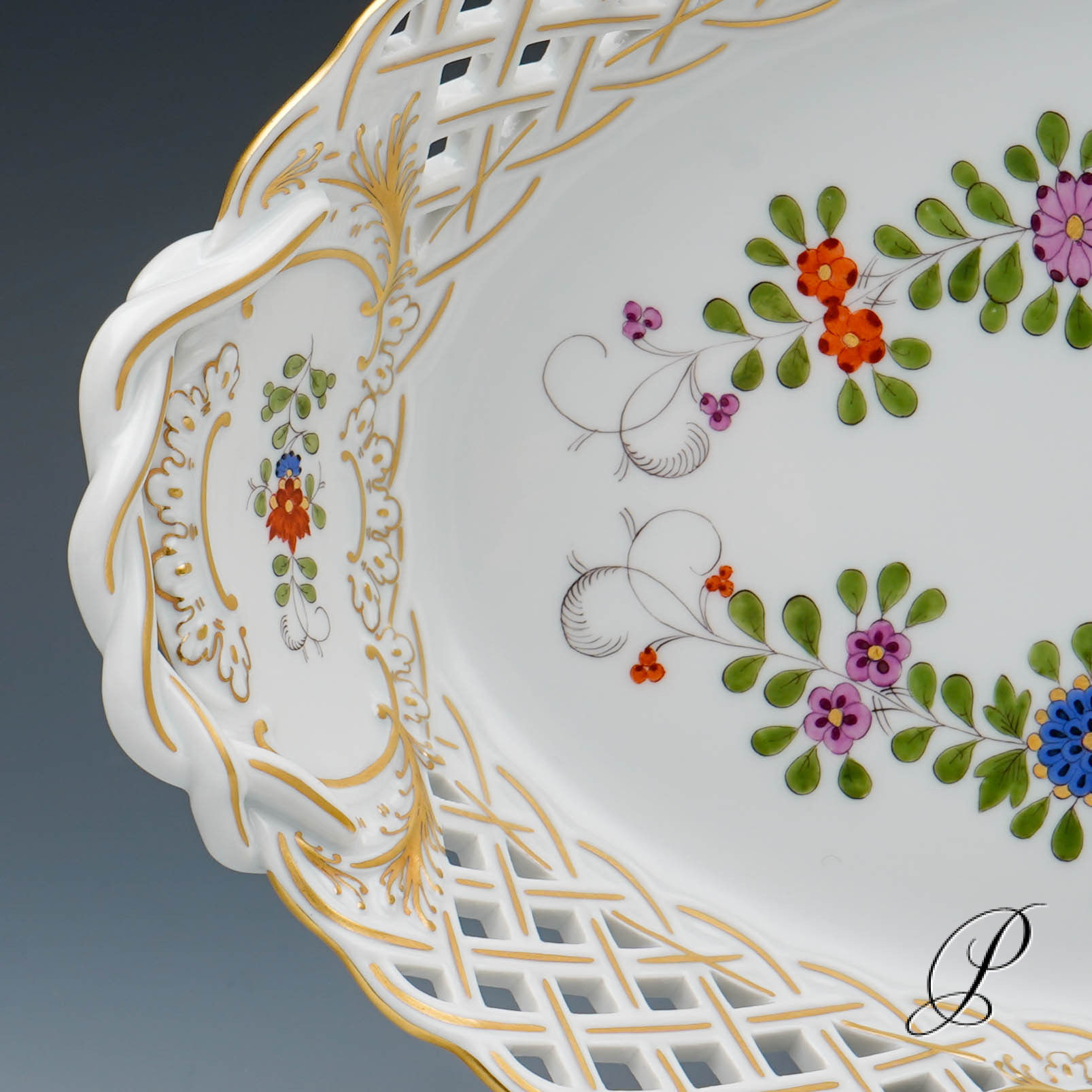 Durchbruchschale Meissen im Dekor Indische Blumenmalerei – Bild 8