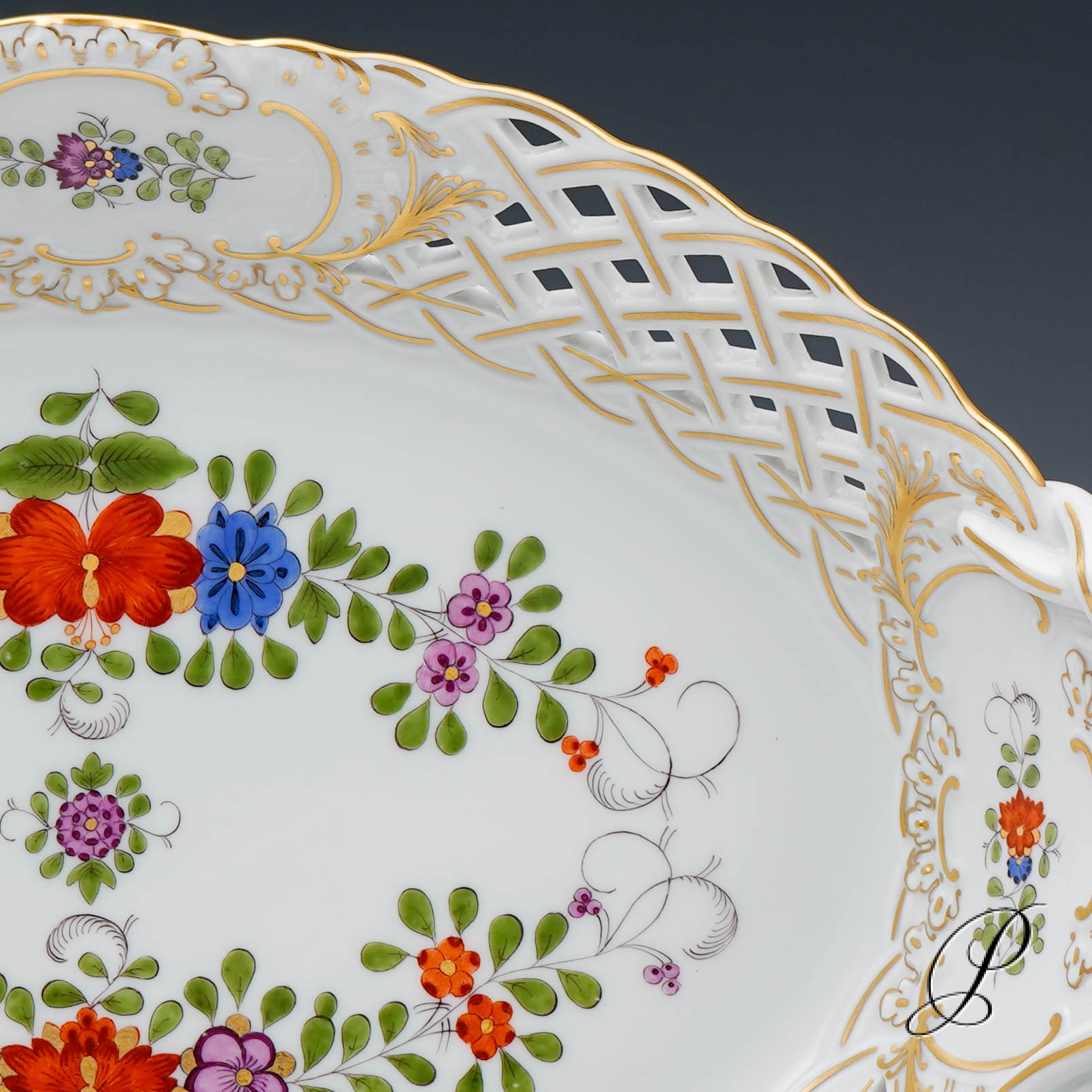 Durchbruchschale Meissen im Dekor Indische Blumenmalerei – Bild 9