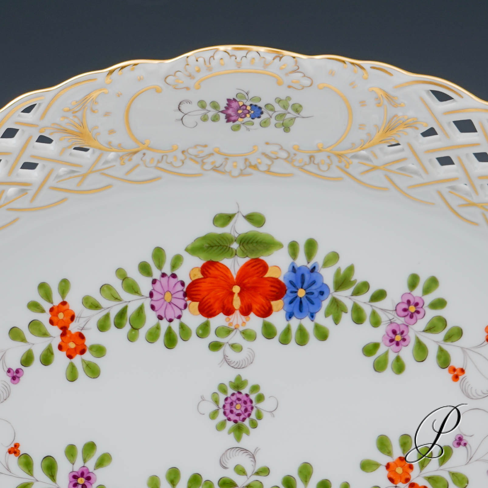 Durchbruchschale Meissen im Dekor Indische Blumenmalerei – Bild 10