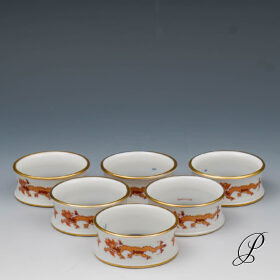 6 Serviettenringe Meissen 1.Wahl im Dekor reicher Drache rot