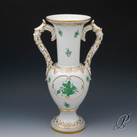 große  Prunkvase (37cm!!) Herend im Dekor Apponyi grün