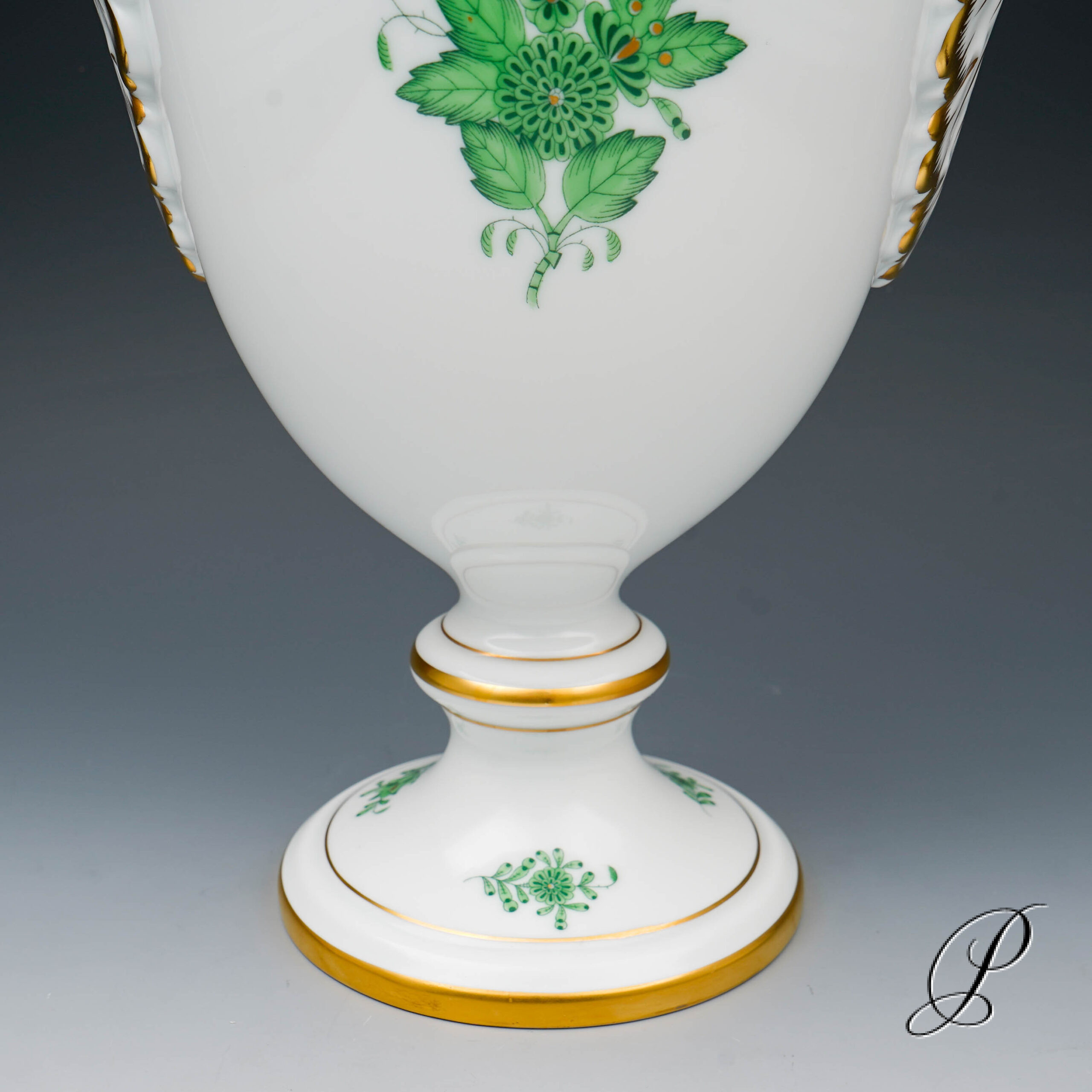 große Deckelvase (37cm!!) Herend im Dekor Apponyi grün – Bild 4