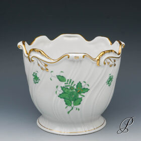 großer schwerer Blumentopf Herend Apponyi grün