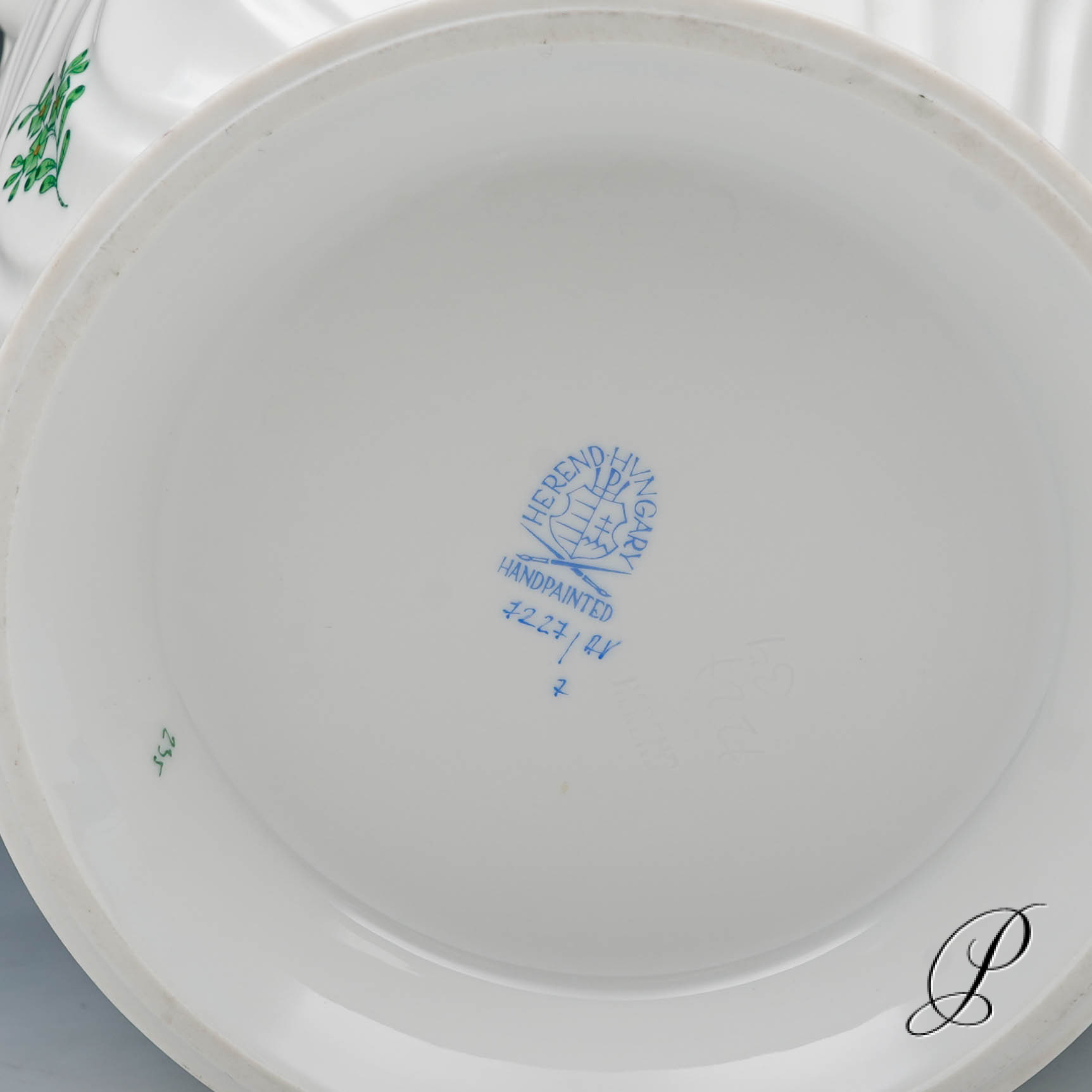 großer schwerer Blumentopf Herend Apponyi grün – Bild 7