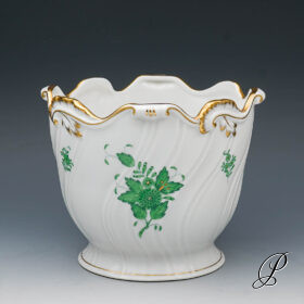 großer schwerer Blumentopf Herend Apponyi grün