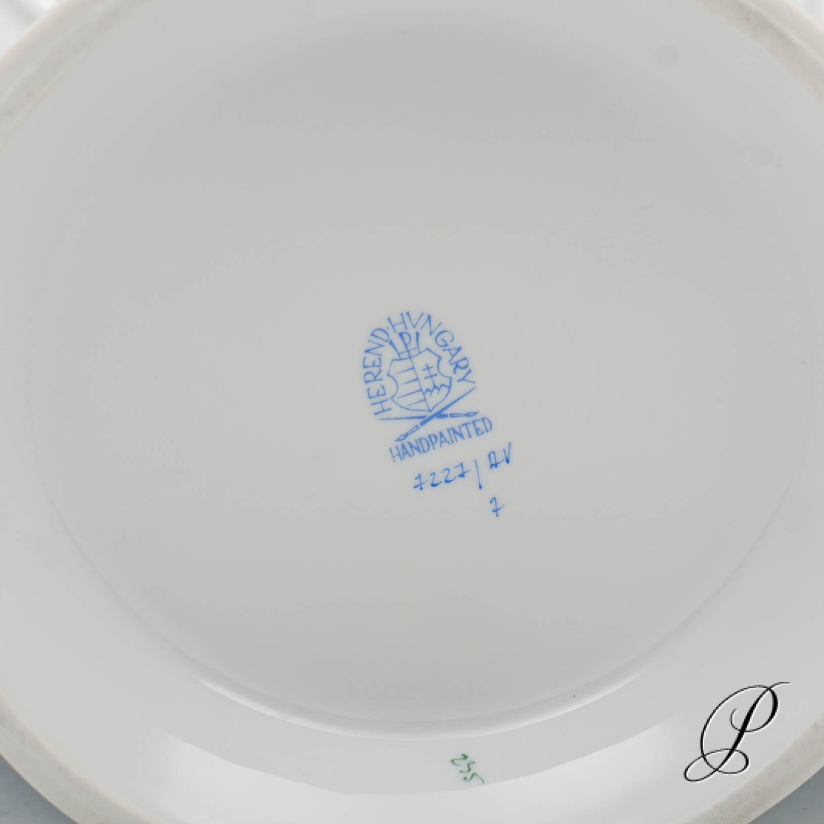 großer schwerer Blumentopf Herend Apponyi grün – Bild 5