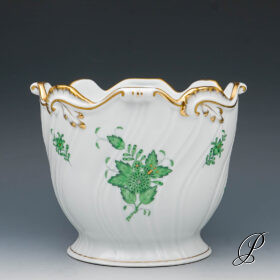großer schwerer Blumentopf Herend Apponyi grün