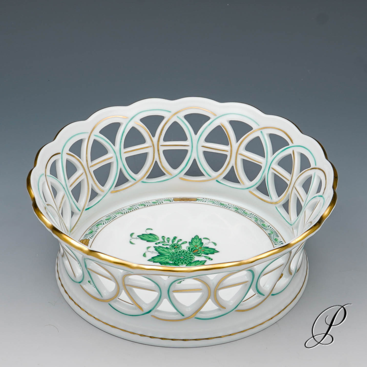 großer wunderschöner Korb Herend Apponyi grün