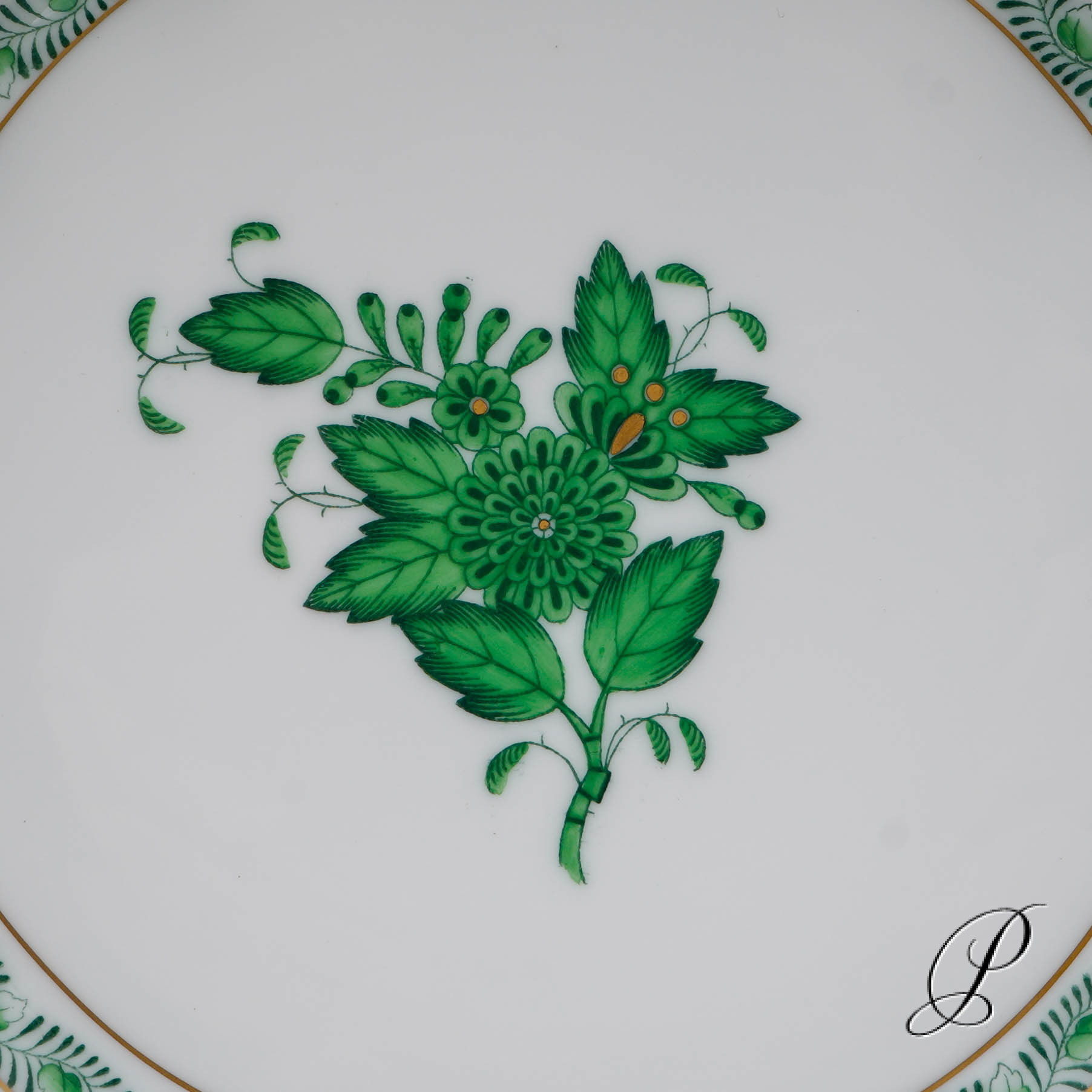 großer wunderschöner Korb Herend Apponyi grün – Bild 5