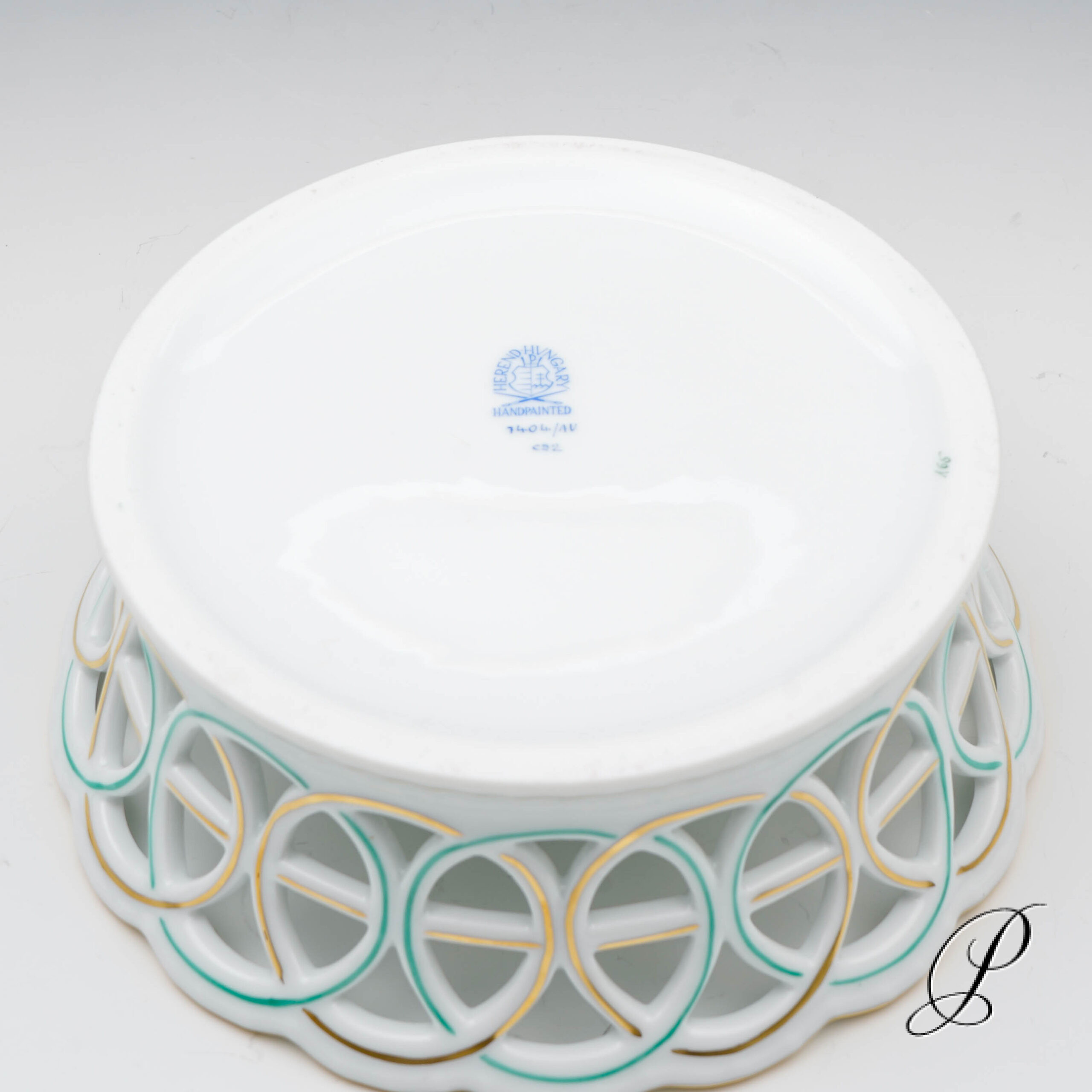 großer wunderschöner Korb Herend Apponyi grün – Bild 6