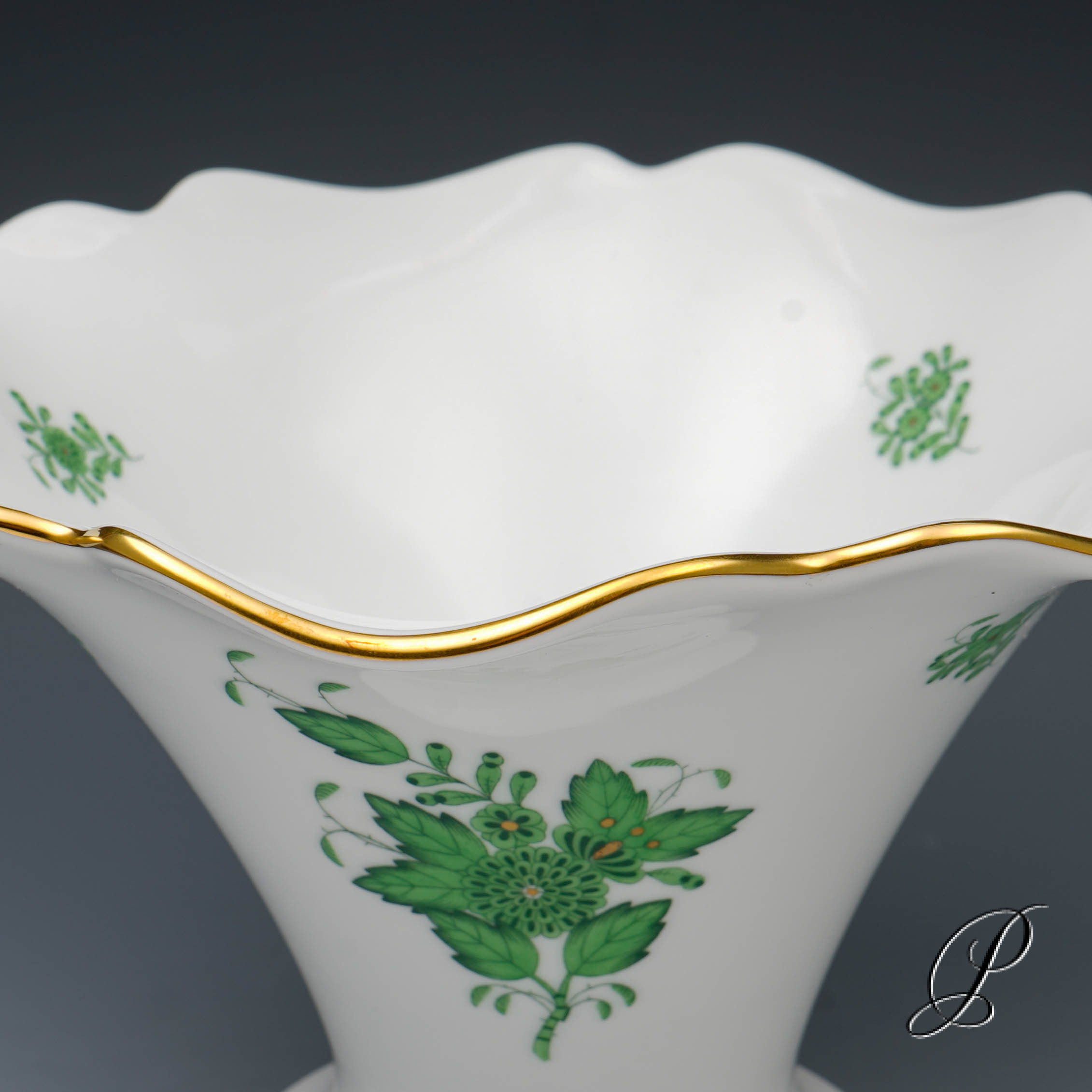 große Vase Herend im Dekor Apponyi grün – Bild 7