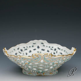 selten!!! großer Durchbruchkorb Herend im Dekor Apponyi grün