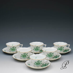 6 Mokkagedecke Herend Blumenmalerei