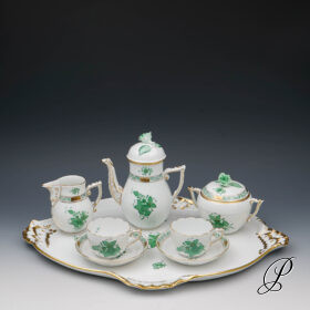 Mokka Dejeneur Herend im Dekor Apponyi grün