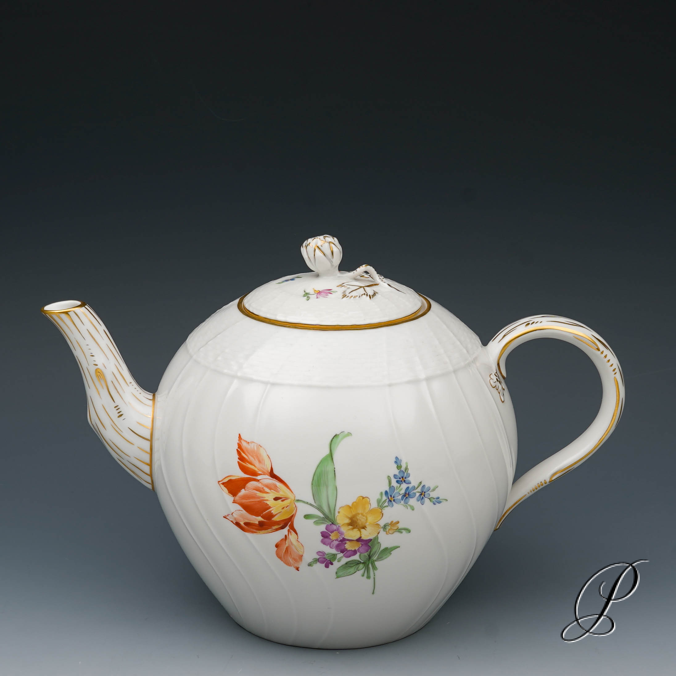 Teeservice KPM Berlin mit Blumenmalerei und Schmetterlingen – Bild 2