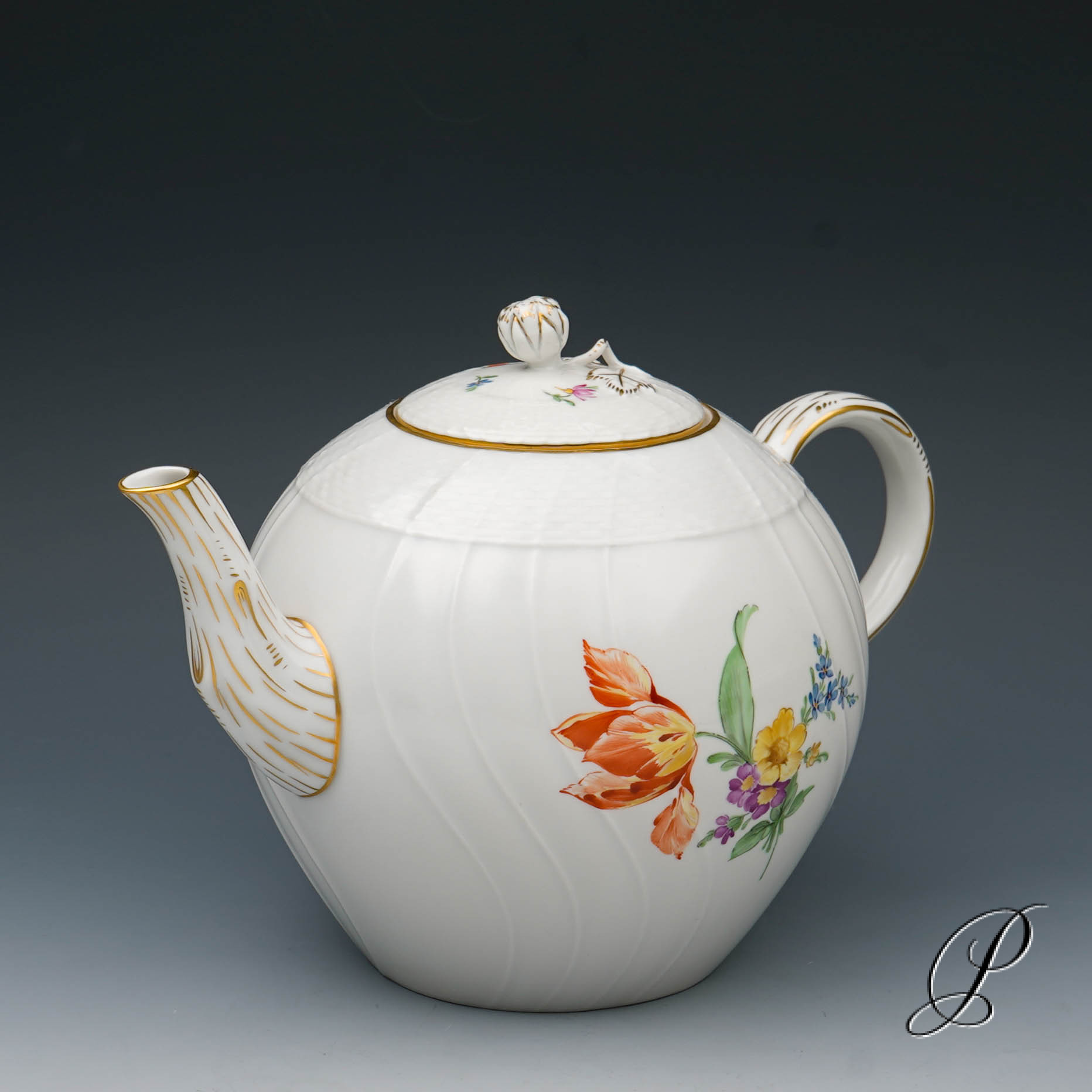 Teeservice KPM Berlin mit Blumenmalerei und Schmetterlingen – Bild 3