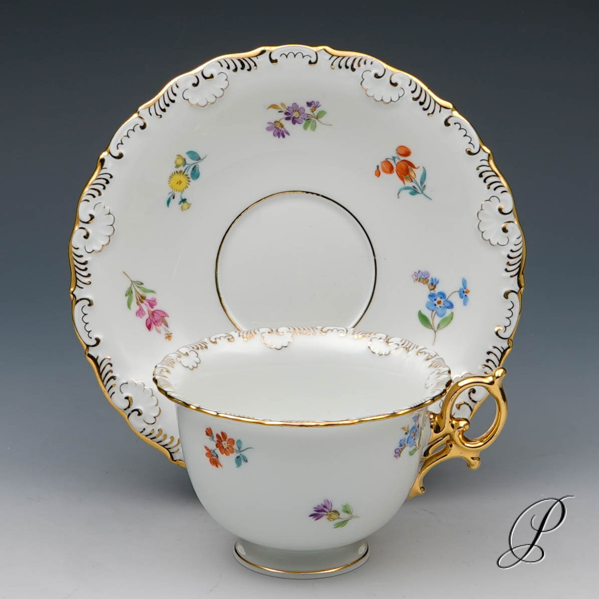 6 Kaffeegedecke Meissen 1.Wahl im Dekor Streublume – Bild 8