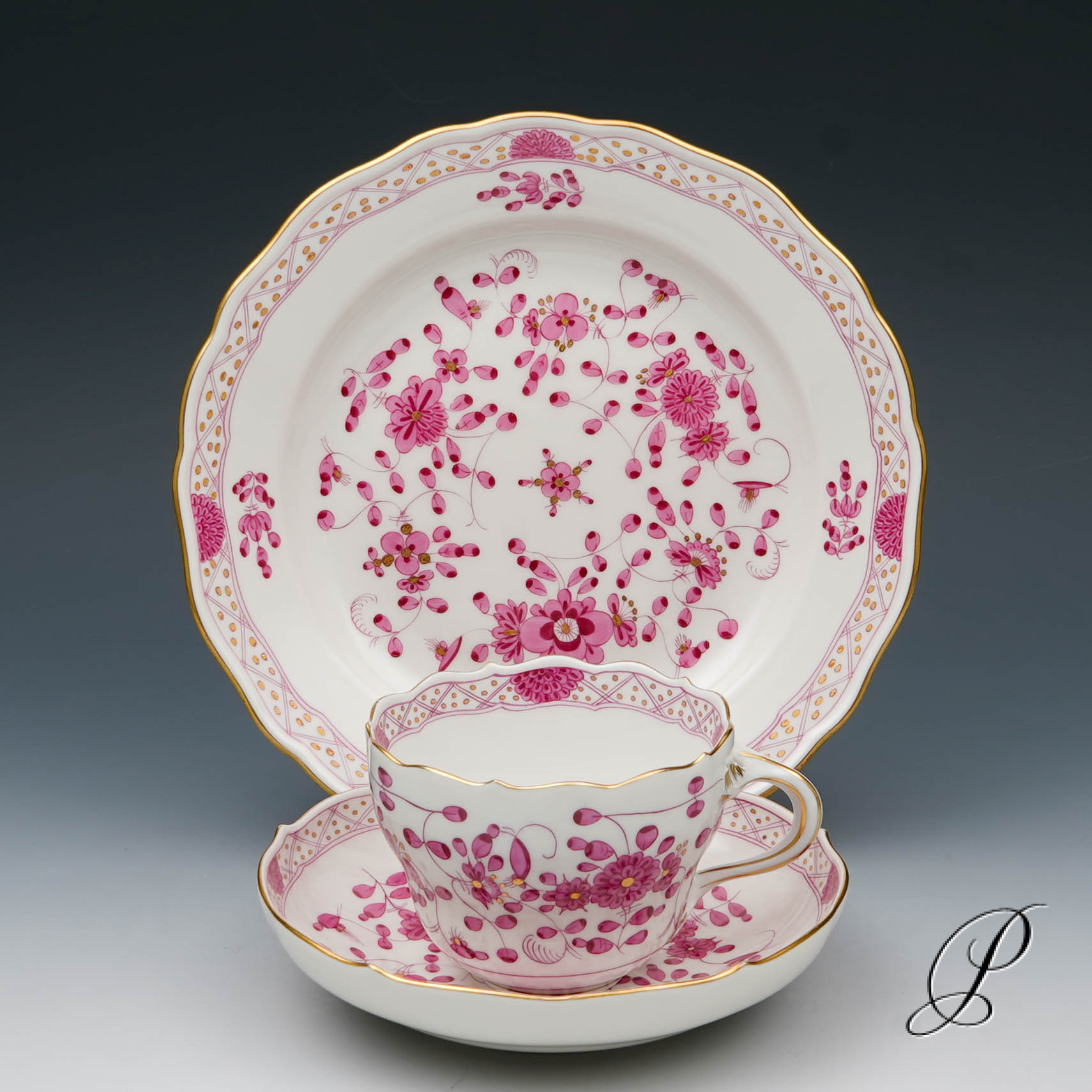 Kaffeeservice Meissen 1.Wahl reiche Indische Malerei purpur – Bild 16