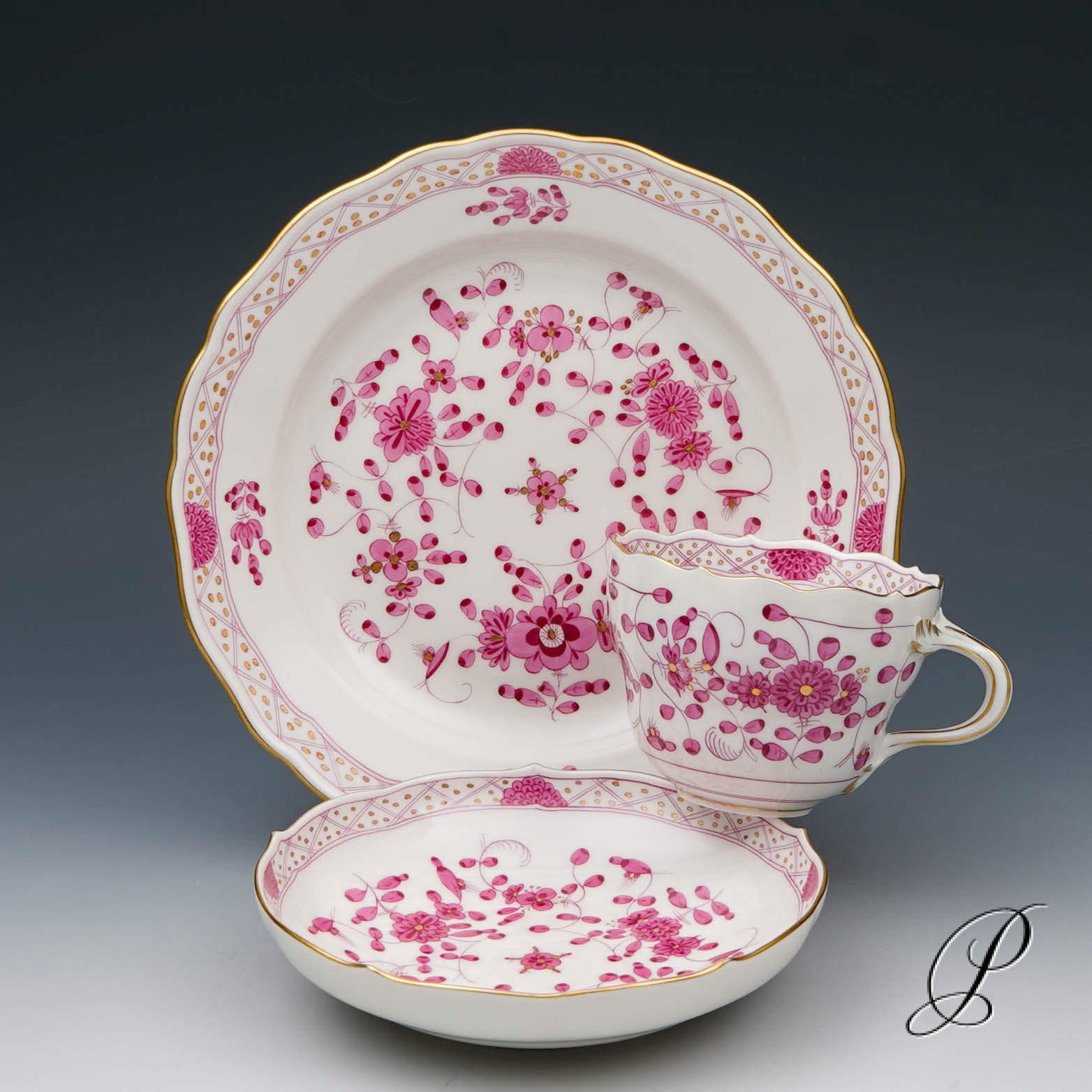 Kaffeeservice Meissen 1.Wahl reiche Indische Malerei purpur – Bild 17