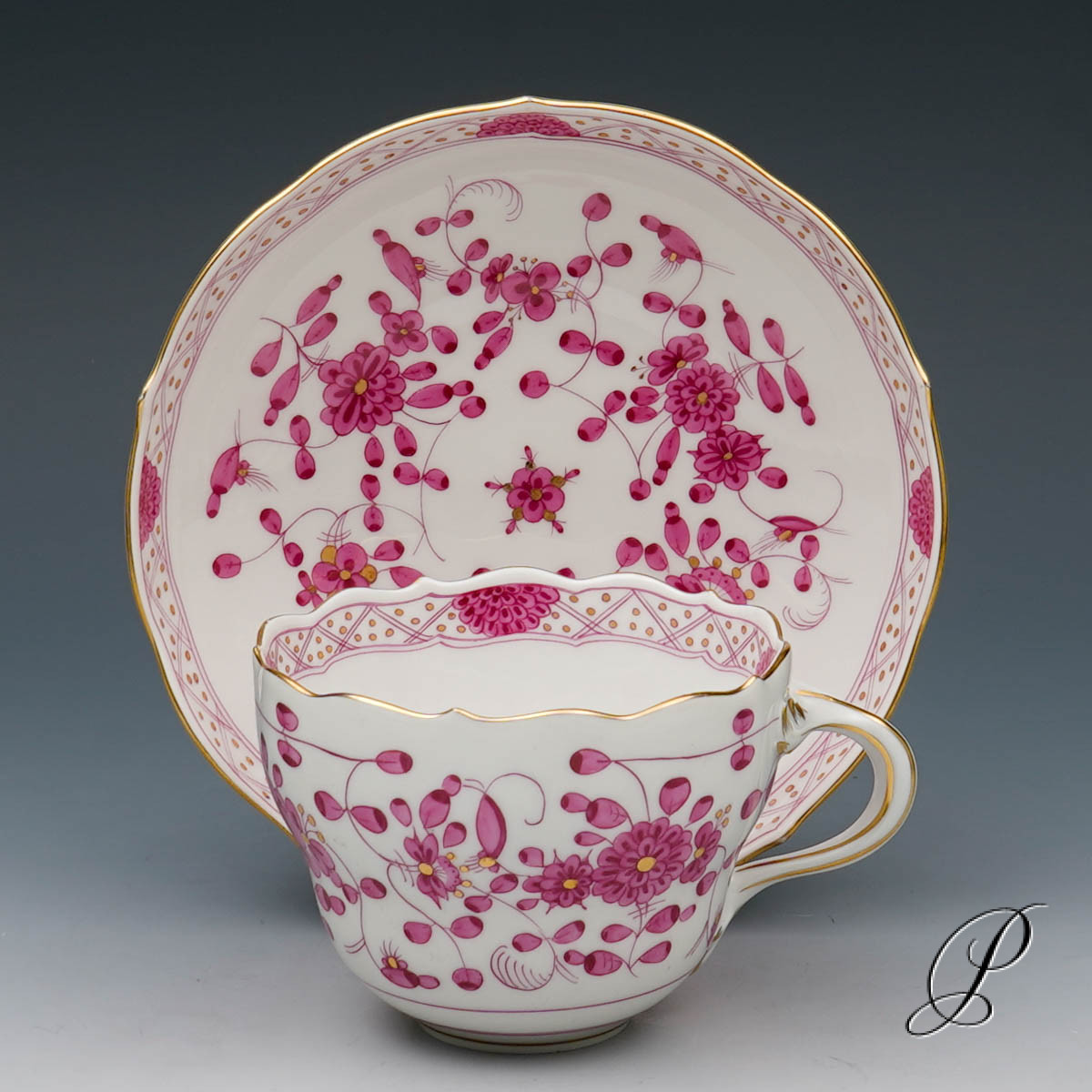 Kaffeeservice Meissen 1.Wahl reiche Indische Malerei purpur – Bild 19