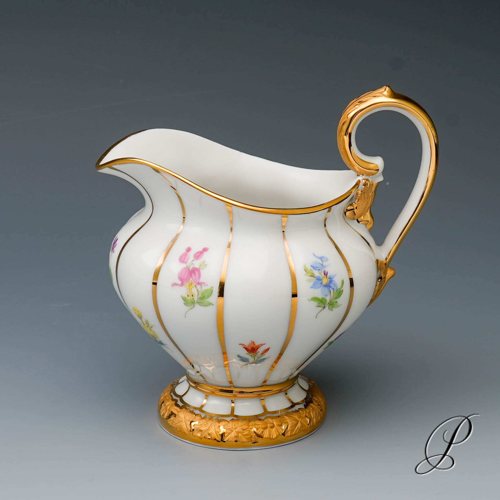 Prunk Mokkaservice Meissen 1.Wahl X-Form mit Streublümchen – Bild 7