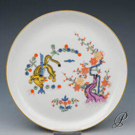 Wandteller Meissen 1.Wahl Dekor reicher gelber Löwe - selten -