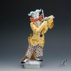 Figur Meissen 1.Wahl Clown mit Geige - Persiflage auf Ludwig Zepner