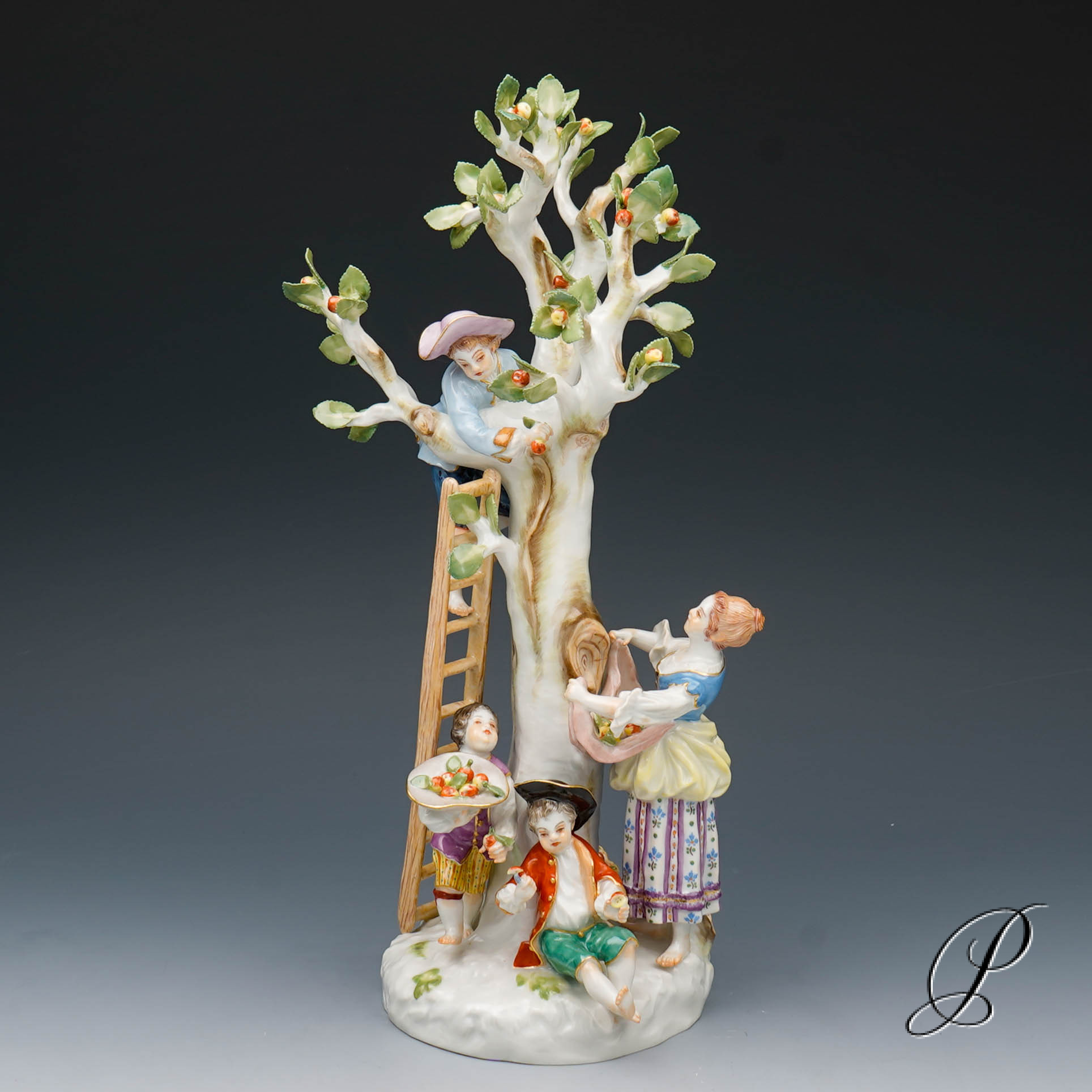 große Figurengruppe Meissen 1.Wahl " Apfelernte "