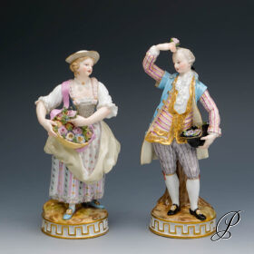 2 Figuren Meissen 1.Wahl Knaufzeit um 1880 Jhd. Gärtner und Gärtnerin