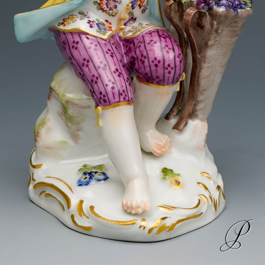 Figur Meissen 1.Wahl Gärtnerkind mit Weinkiepe – Bild 3