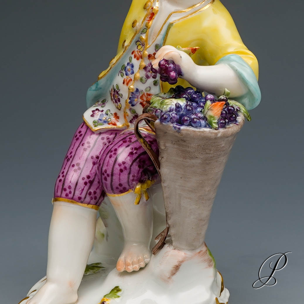 Figur Meissen 1.Wahl Gärtnerkind mit Weinkiepe – Bild 4