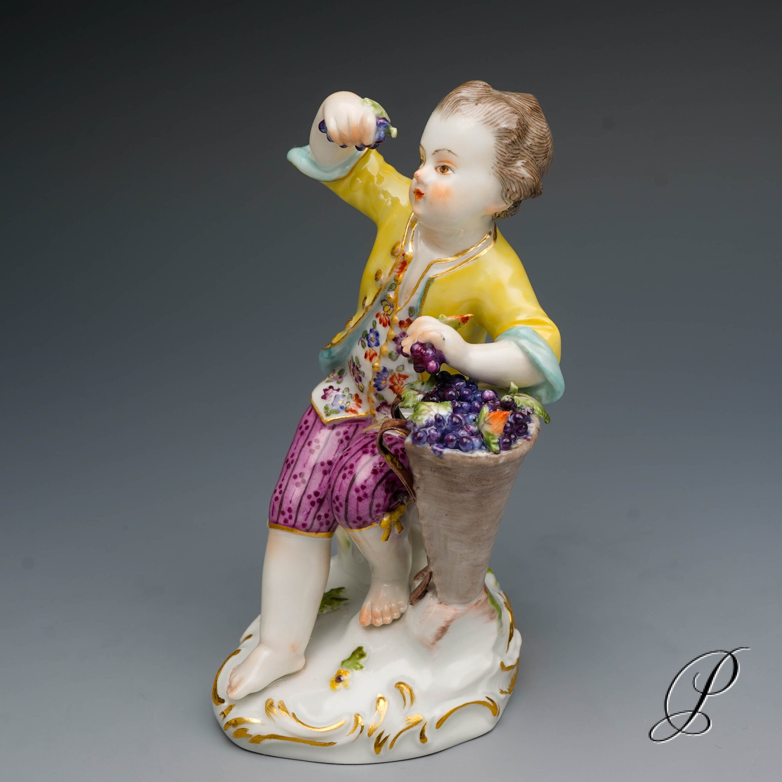 Figur Meissen 1.Wahl Gärtnerkind mit Weinkiepe – Bild 5