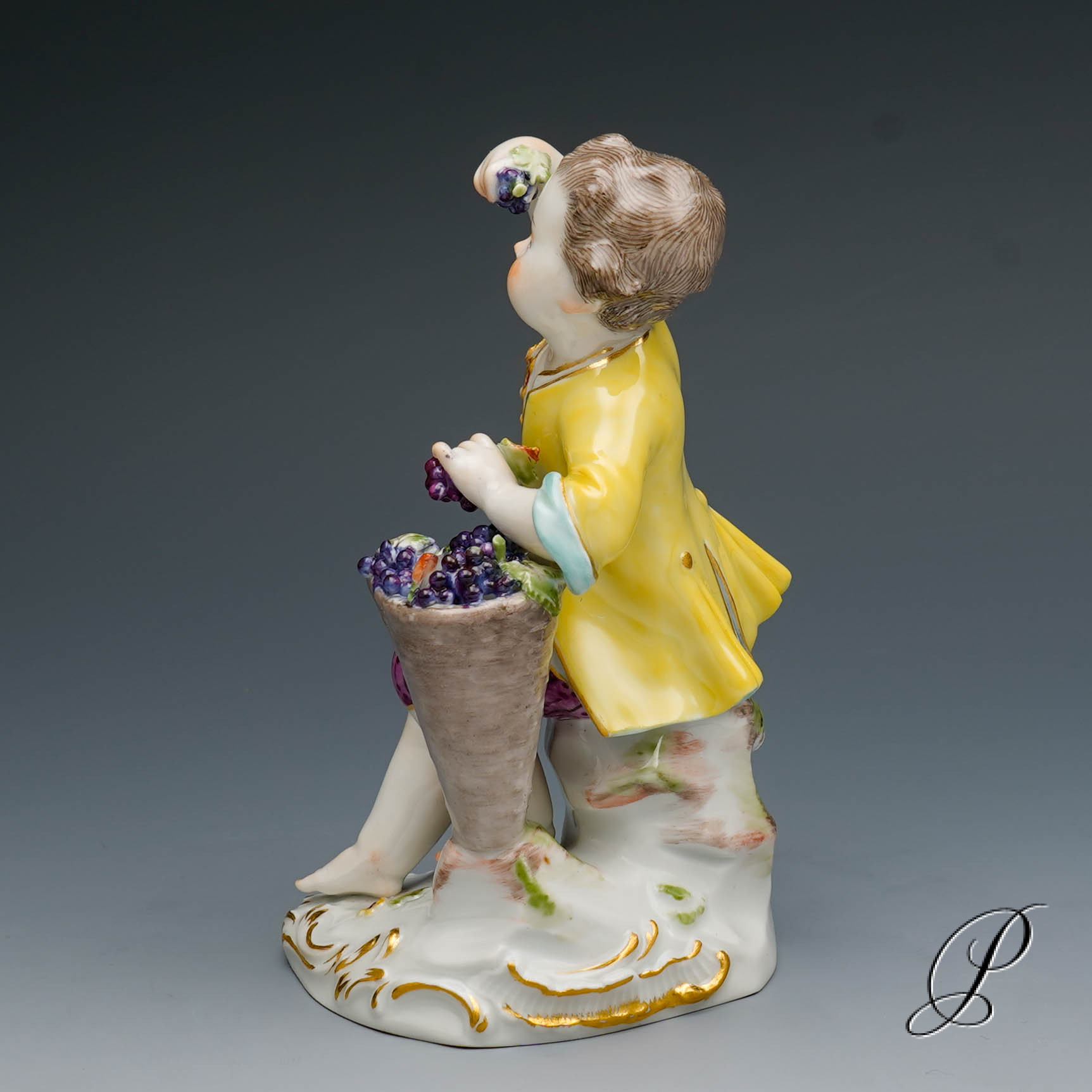 Figur Meissen 1.Wahl Gärtnerkind mit Weinkiepe – Bild 6