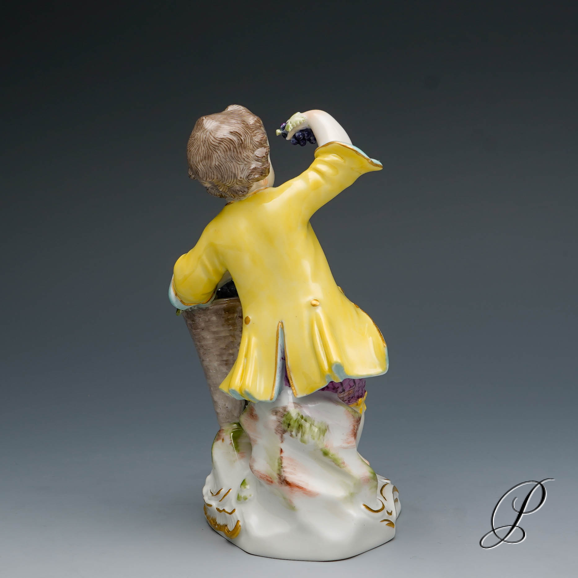 Figur Meissen 1.Wahl Gärtnerkind mit Weinkiepe – Bild 8