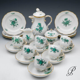 Meissen Mokkaservice 1.Wahl im Dekor Bukett Kupfergrün