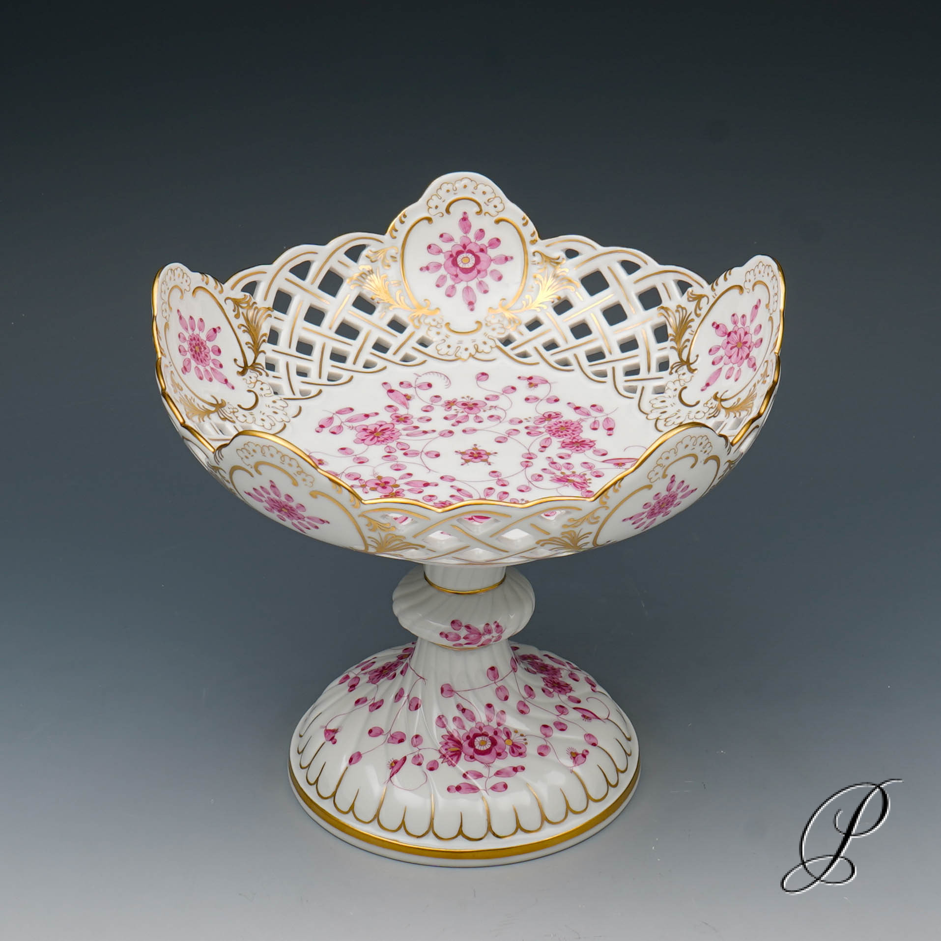 Meissen Tafelaufsatz 1.Wahl reiche Indische Malerei purpur