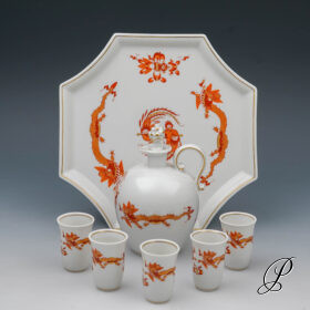 Meissen Likörset 1.Wahl im Dekor Reicher Drache Rot