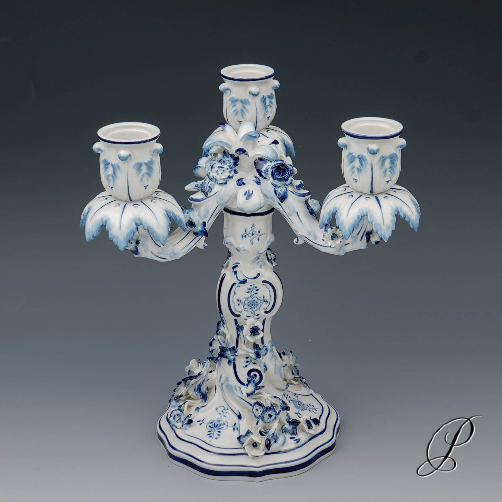 3 flammiger Kerzenständer - Leuchter Meissen 1.Wahl / Zwiebelmuster