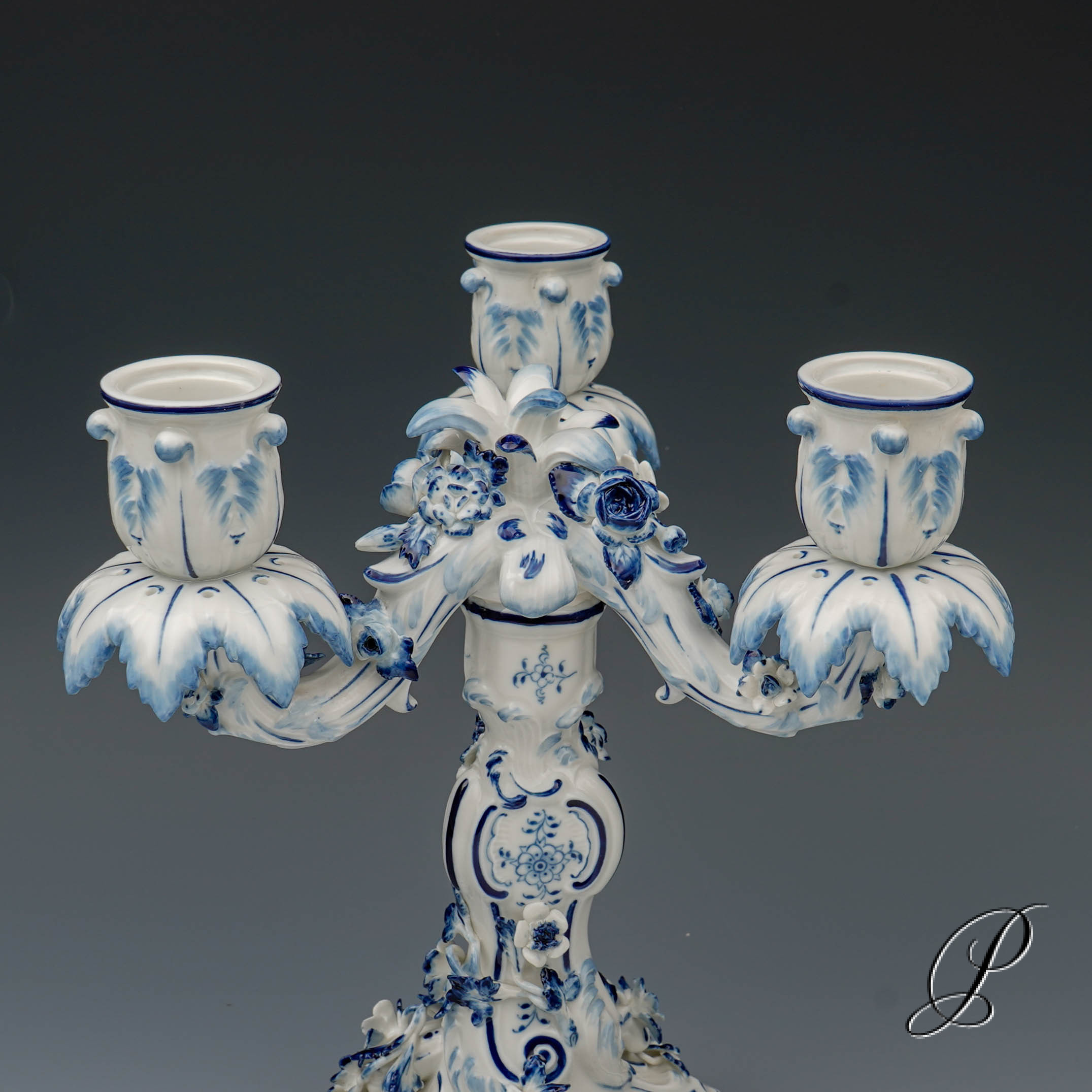 3 flammiger Kerzenständer - Leuchter Meissen 1.Wahl / Zwiebelmuster – Bild 2