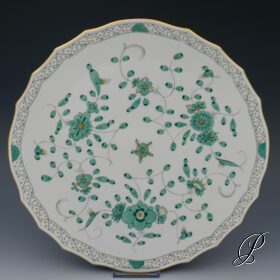 Tortenplatte Meissen 1.Wahl reiche Indische Malerei grün