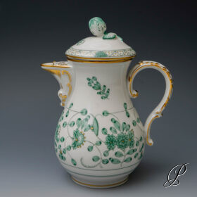Mokkakanne Meissen 1.Wahl "reiche Indische Malerei grün"