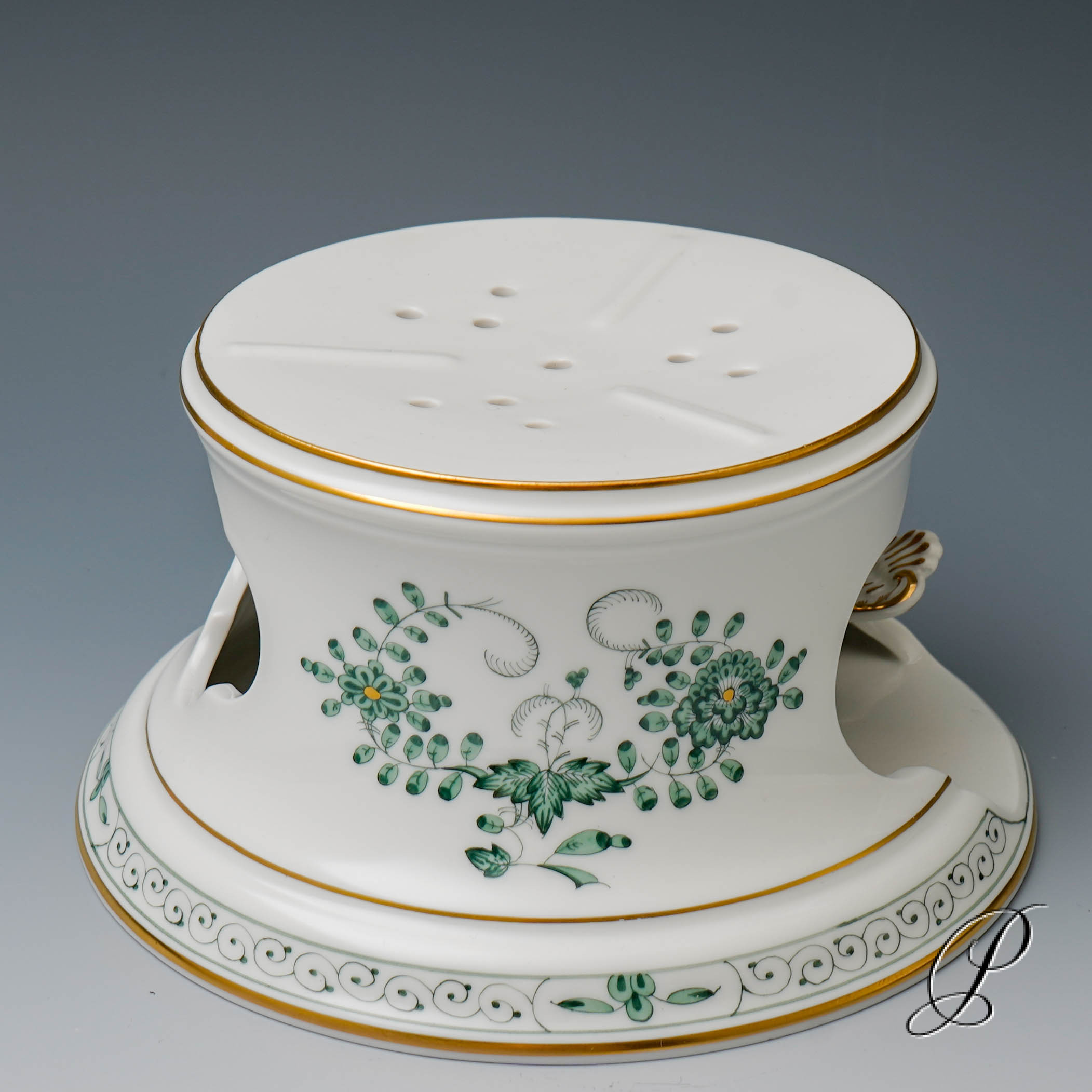 Stövchen Meissen im Dekor Indische Malerei grün – Bild 2