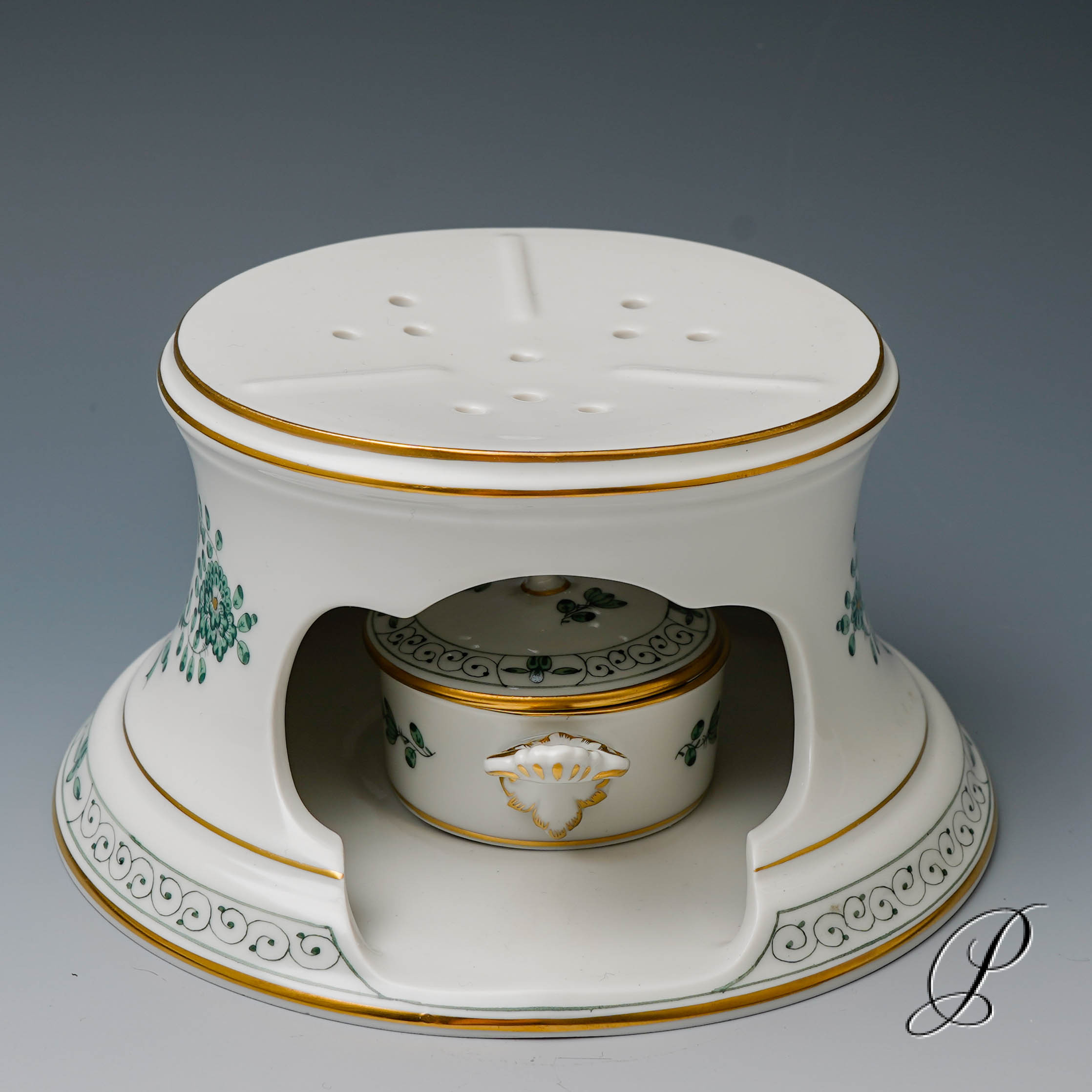 Stövchen Meissen im Dekor Indische Malerei grün – Bild 4