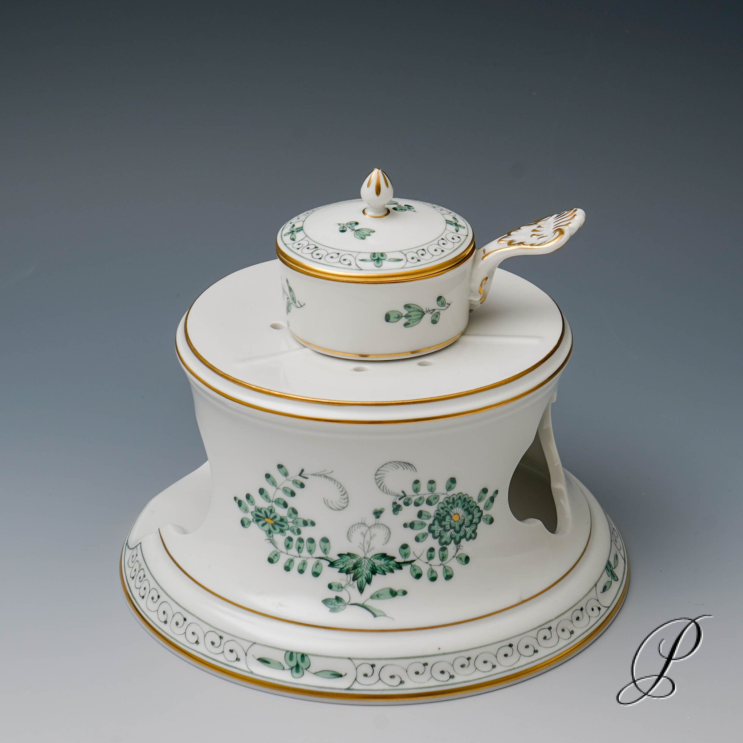 Stövchen Meissen im Dekor Indische Malerei grün – Bild 7